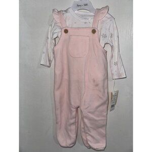 Baby Girls Harry & Violet Pink Overalls & Long Sleeve Set  6-9M
